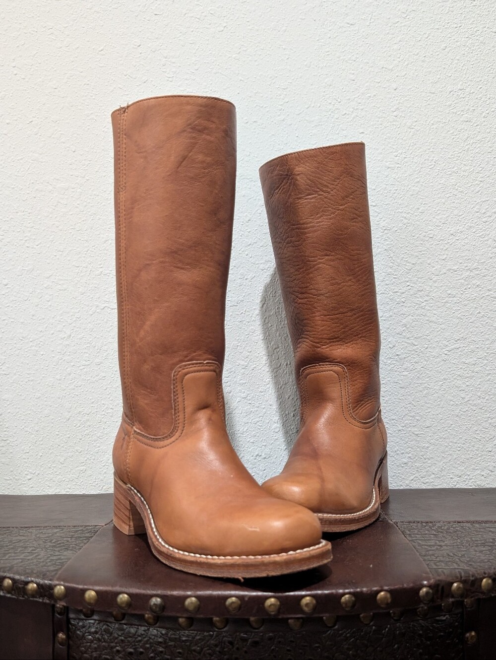 Vintage Frye Campus 14L Boots - Women's 8.5 M - Made in USA - Saddle Tan